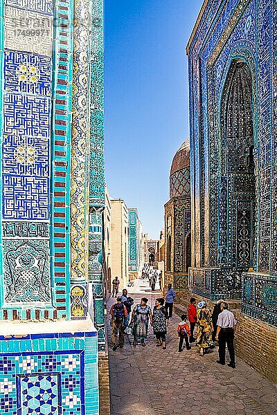 Tuglu Tegin und Emirsade Mausoleen  Shohizinda  Gräberstraße aus 11 Mausoleen  Samarkand  Usbekistan  Samarkand  Usbekistan  Asien