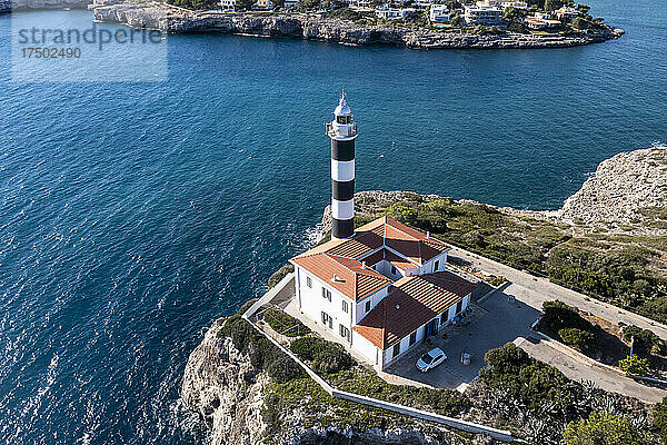 Leuchtturm Punta De Ses Crestes in Portocolom  Mallorca  Spanien