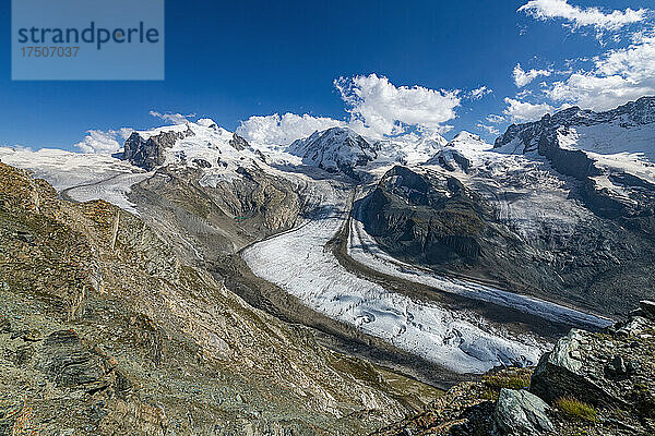 Malerische Aussicht auf den Gornergletscher in den Walliser Alpen