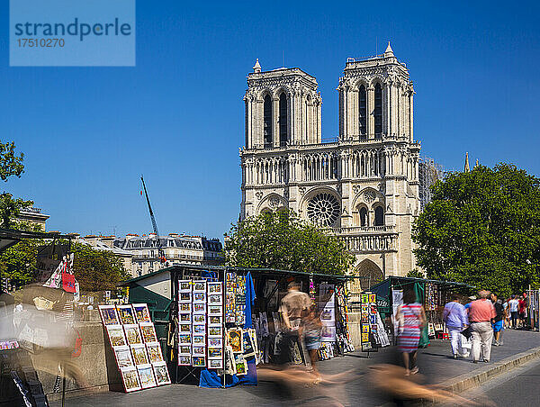 Notre Dame de Paris vor strahlend blauem Himmel in Paris  Frankreich