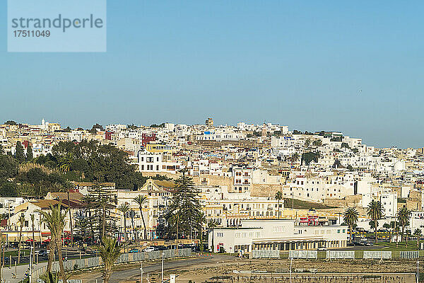Gebäude in der Stadt gegen klaren Himmel in Tanger  Marokko