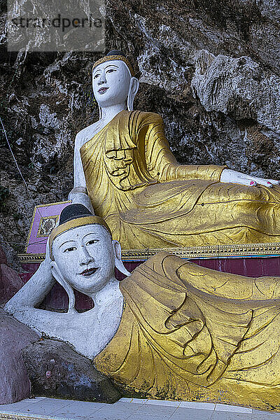 Myanmar  Kayin-Staat  Hpa-an  Buddha-Statuen in der Kaw Ka Thawng-Höhle