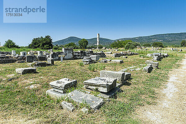 Griechenland  Samos  Ruinen von Heraion von Samos im Sommer