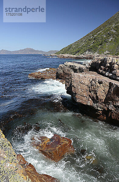 Blick nach Süden in Richtung Cape Point über False Bay  Cape Point Nature Reserve  in der Nähe von Kapstadt  Südafrika  Afrika