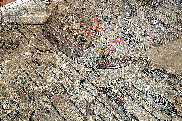 Mosaikboden mit christlicher Symbolik  4. Jahrhundert  Patriarchalische Basilika von Aquileia  UNESCO-Weltkulturerbe  Aquileia  Friaul-Julisch Venetien  Italien  Europa
