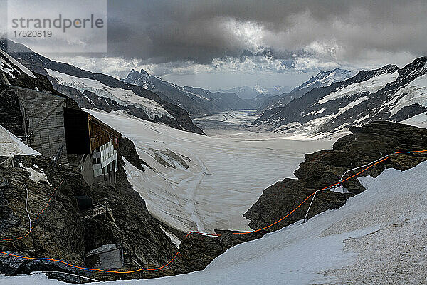 Blick über den Aletschgletscher vom Jungfraujoch  Berner Alpen  Schweiz  Europa