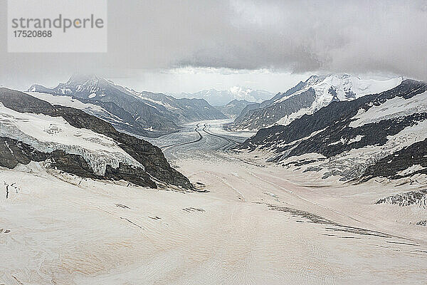 Blick über den Aletschgletscher vom Jungfraujoch  Berner Alpen  Schweiz  Europa