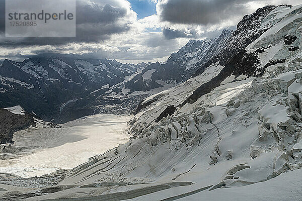 Blick über den Aletschgletscher vom Jungfraujoch  Berner Alpen  Schweiz  Europa