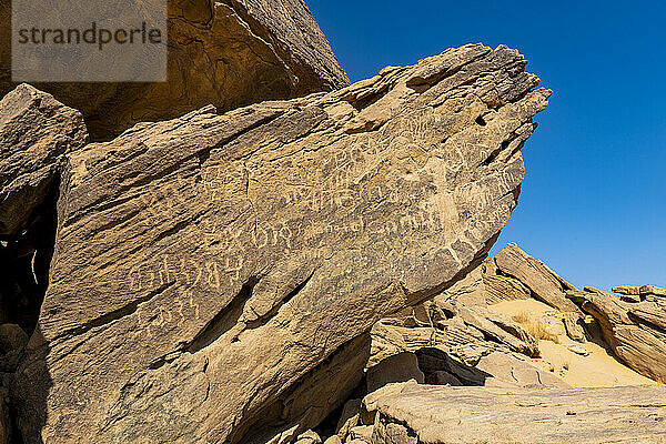 Felszeichnungen  Felszeichnungen und Inschriften von Bir Hima  UNESCO-Weltkulturerbe  Najran  Königreich Saudi-Arabien  Naher Osten
