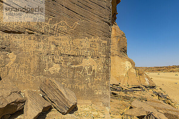 Felszeichnungen  Felszeichnungen und Inschriften von Bir Hima  UNESCO-Weltkulturerbe  Najran  Königreich Saudi-Arabien  Naher Osten