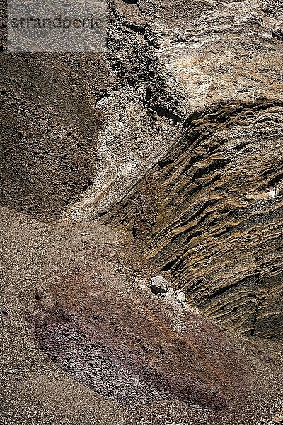 Bunte Sandsteinwand  Vulkangestein  bei La Caleta  El Hierro  Kanarische Inseln  Spanien  Europa