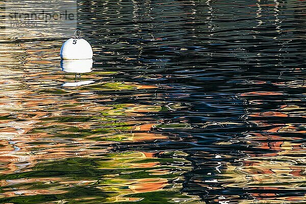 Boje und Spiegelungen im Wasser im Hafen von Portofino  Portofino  Ligurien  Italien  Europa