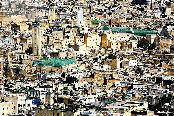 Blick auf die Altstadtgassen von Fes  Fes  Marokko  Afrika