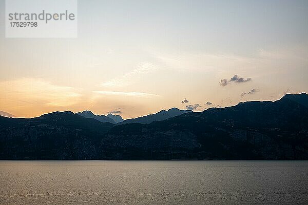 Gardasee im Abendlicht  Malcesine  Venetien  Italien  Europa