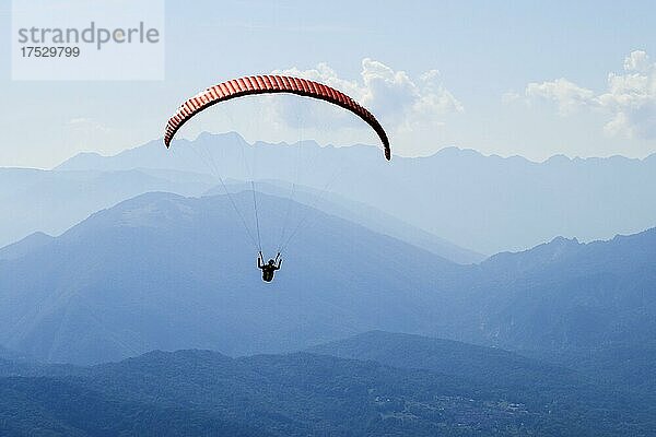 Gleitschirmflieger mit Start am Monte Valinis  Friaul  Italien  Europa