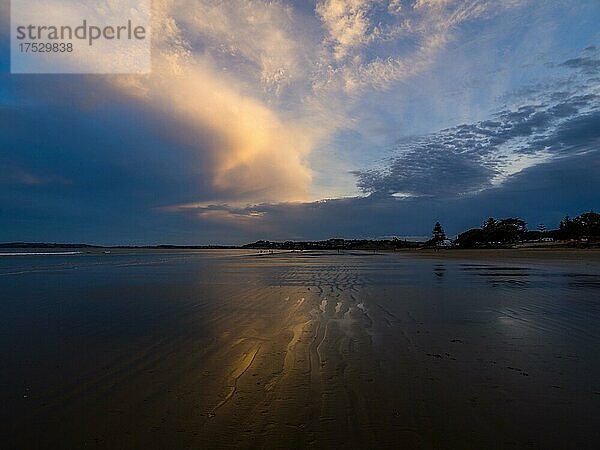 Abendstimmung am Strand Orewa beach  Orewa  Auckland Council  Neuseeland  Ozeanien