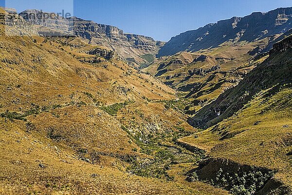 Landschaftlich spektakuläre Drakensberge ragen bis auf 3482 m auf  Ukhahlamba-Drakensberg Park  Südafrika