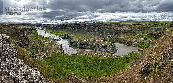 Hafragilfoss Wasserfall  Canyon  Klippe  Island  Europa