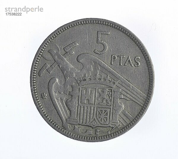 Geldmünze  5 Peseten  Spanien  Europa