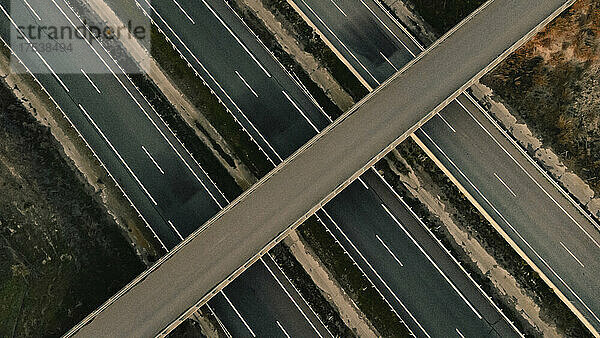 Bridge over empty highway in Lleida  Spain