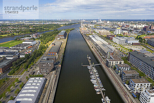 Deutschland  Bremen  Luftaufnahme der Marina Europahafen am Weserkanal