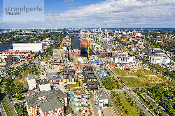 Germany  Bremen  Aerial view of Uberseestadt