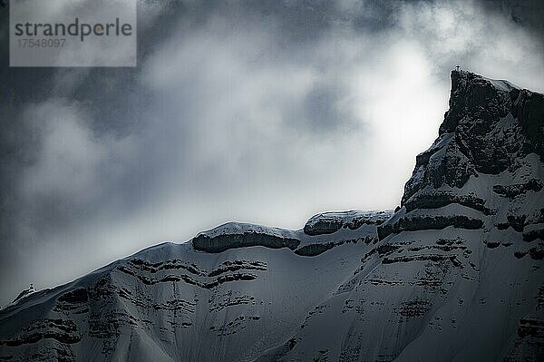 Gipfel des Hohen Ifen im Nebel  Rietzlern  Kleinwalsertal  Vorarlberg  Österreich  Europa