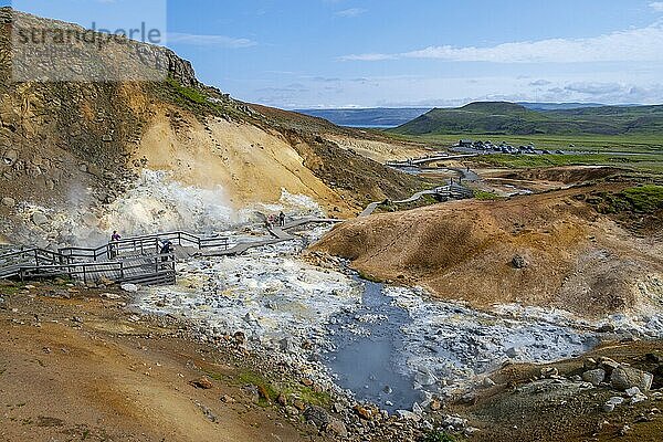 Geothermalgebiet Seltún  mineralische Ablagerungen  Vulkansystem Krysuvik  Island  Europa