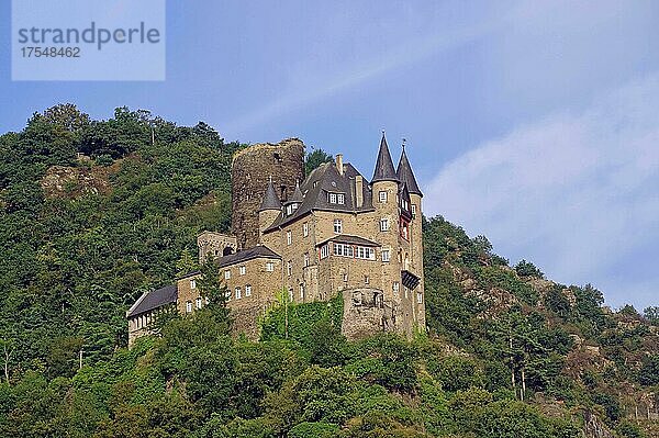 Mittelalterliche Burg am Hang  Burg Katz  Unesco Weltkulturerbe  Mittelrhein  Rheinland-Pfalz  Deutschland  Europa