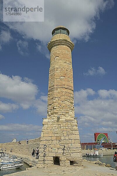 Leuchtturm  venezianischer Hafen  Rethymno  Kreta  Griechenland  Europa