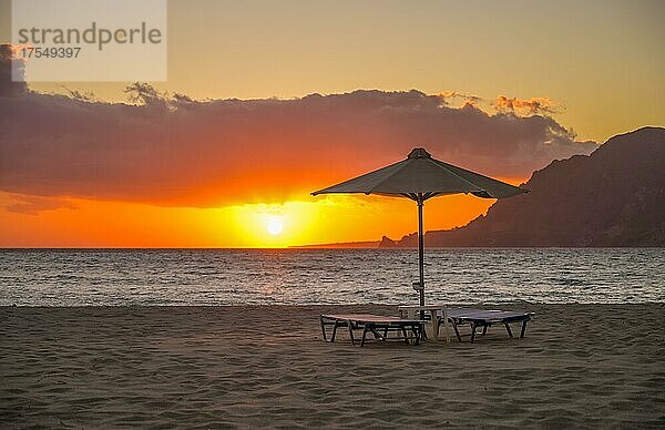 Sonnenuntergang  Sandstrand  Plakias  Südküste  Kreta  Griechenland  Europa