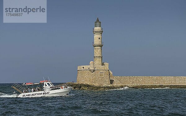 Leuchtturm  Venezianischer Hafen  Chania  Kreta  Griechenland  Europa