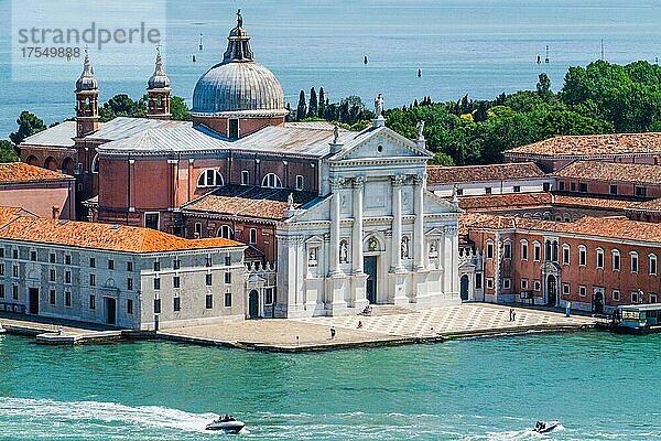 San Giorgio Maggiore  eine Insel in der Lagune von Venedig mit gleichnamiger Benediktiner-Abtei und Kirche von Andrea Palladio 1610  Lagunenstadt  Venetien  Italien  Venedig  Venetien  Italien  Europa