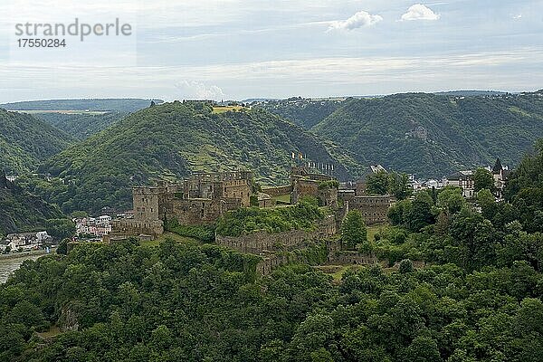 Burg Rheinfels bei St. Goar  Ansicht Auf der Schanz  UNESCO-Welterbe Oberes Mittelrheintal  Rheinland-Pfalz  Deutschland  Europa