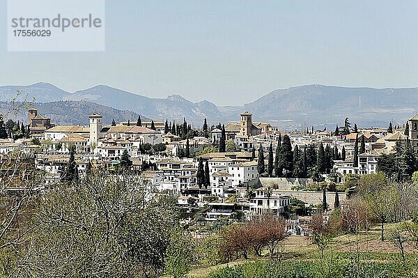 Blick von der Alhambra auf Granada  Andalusien  Spanien  Europa
