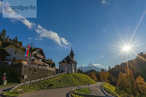 Wallfahrtskirche Maria Gern  Watzmann Massiv  Berchtesgaden  Berchtesgadener Land  Bayern  Deutschland  Europa