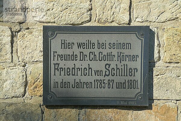 Erinnungstafel  Friedrich Schiller  Gottfried Körner  Körnerweg  Loschwitz  Dresden  Sachsen  Deutschland  Europa