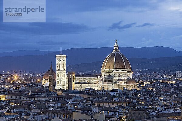 Panoramablick auf die Stadt Florenz mit der Kathedrale  Duomo di Santa Maria del Fiore  Florenz  Italien  Europa