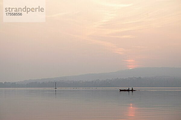 Sonnenuntergang auf der Insel Reichenau  Bodensee  Baden-Württemberg  Deutschland  Europa