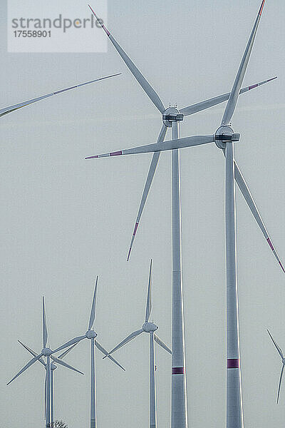 Windkraftanlagen vor blauem Himmel  Deutschland