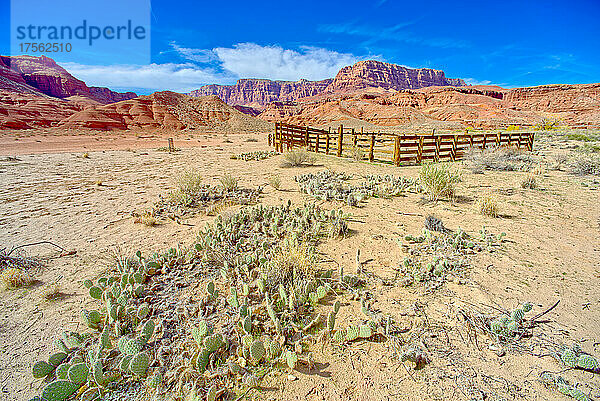 Lonely Dell Ranch Corral am Vermilion Cliffs National Monument in der Nähe des Glen Canyon Recreation Area  Arizona  Vereinigte Staaten von Amerika  Nordamerika
