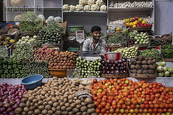 Gemüsemarktstand  Panjim-Markt  Panjim (Panaji)  Goa  Indien  Asien
