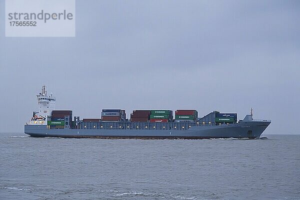 Containerschiff auf der Nordsee  Cuxhaven  Niedersachsen  Deutschland  Europa