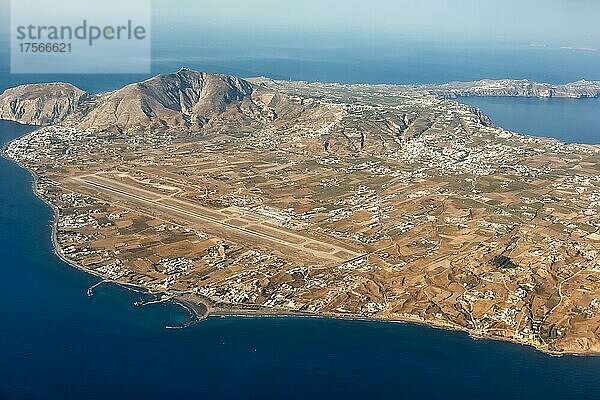 Übersicht Luftbild Flughafen Santorin  Griechenland  Europa