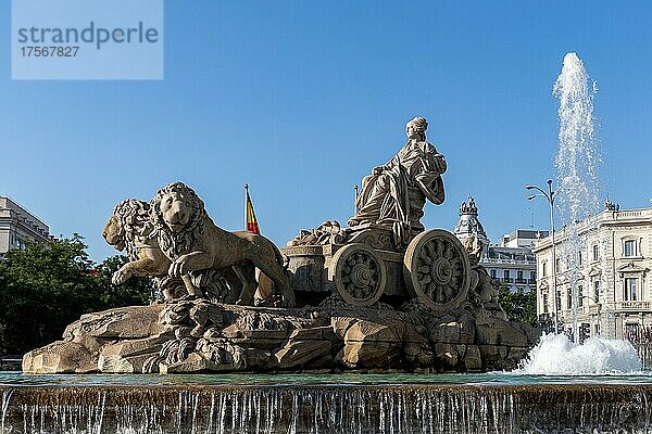 Plaza de Cibeles mit Cibeles-Brunnen und Palacio de Cibeles  Madrid  Hauptstadt  Spanien  Europa