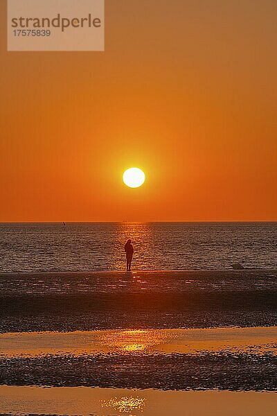 Sonnenuntergang am Meer  St. -Peter-Ording  Nordsee  Schleswig-Holstein  Deutschland  Europa