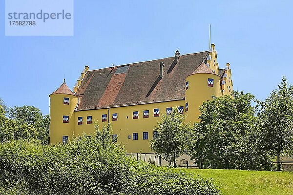 Schloss Erbach der Freiherren zu Ulm-Erbach  farbige Fensterläden  Erbach bei Ulm  Baden-Württemberg  Deutschland  Europa