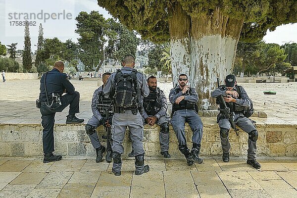 Israelische Soldaten  Bewachung Tempelberg  Jerusalem  Israel  Asien