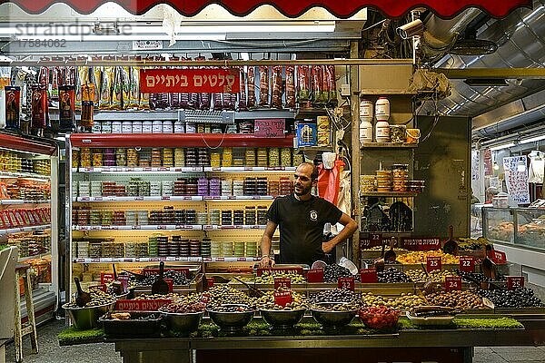 Eingelegte Oliven  Mahane Yehuda Markt  Jerusalem  Israel  Asien