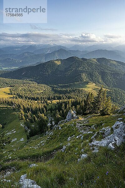 Berge und Landschaft  Wanderung zur Benediktenwand  Bayrische Voralpenlandschaft  Bayern  Deutschland  Europa